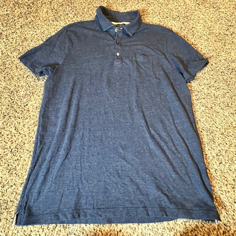 Banana Republic Men Performance Pique Polo Shirt‎ Navy Blue XL Short Sleeve
